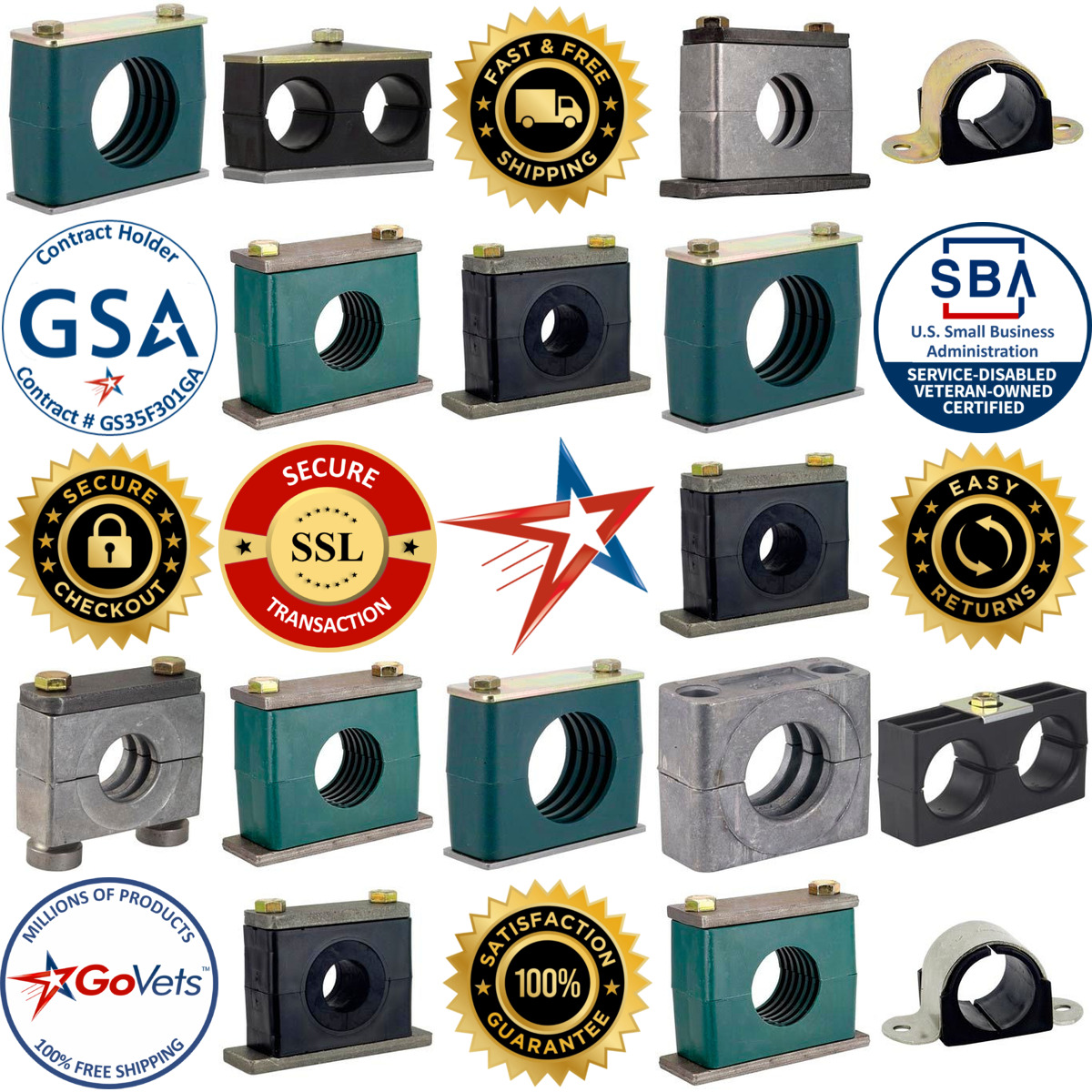 A selection of Pipe Fitting Clamps products on GoVets