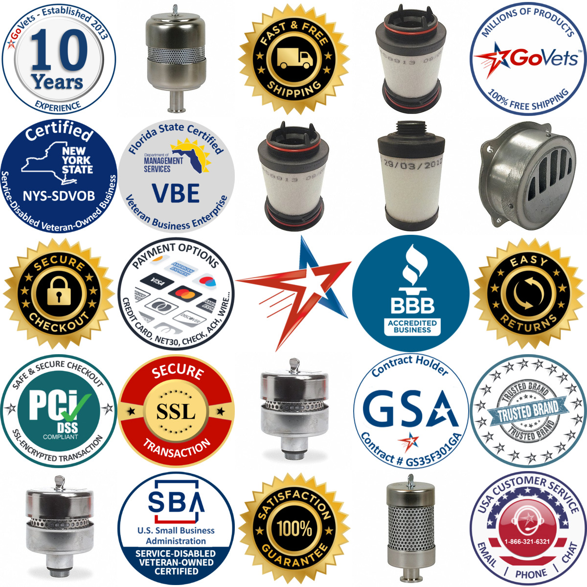 A selection of Blower and Vacuum Pump Filters products on GoVets