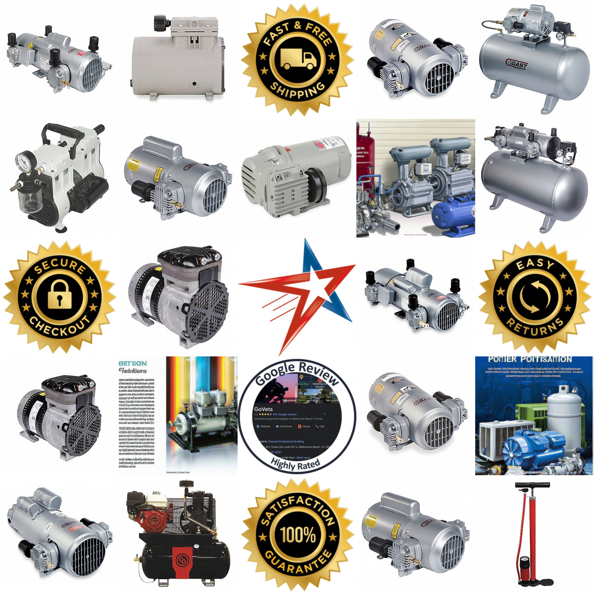 A selection of Piston Air Compressors and Vacuum Pumps products on GoVets