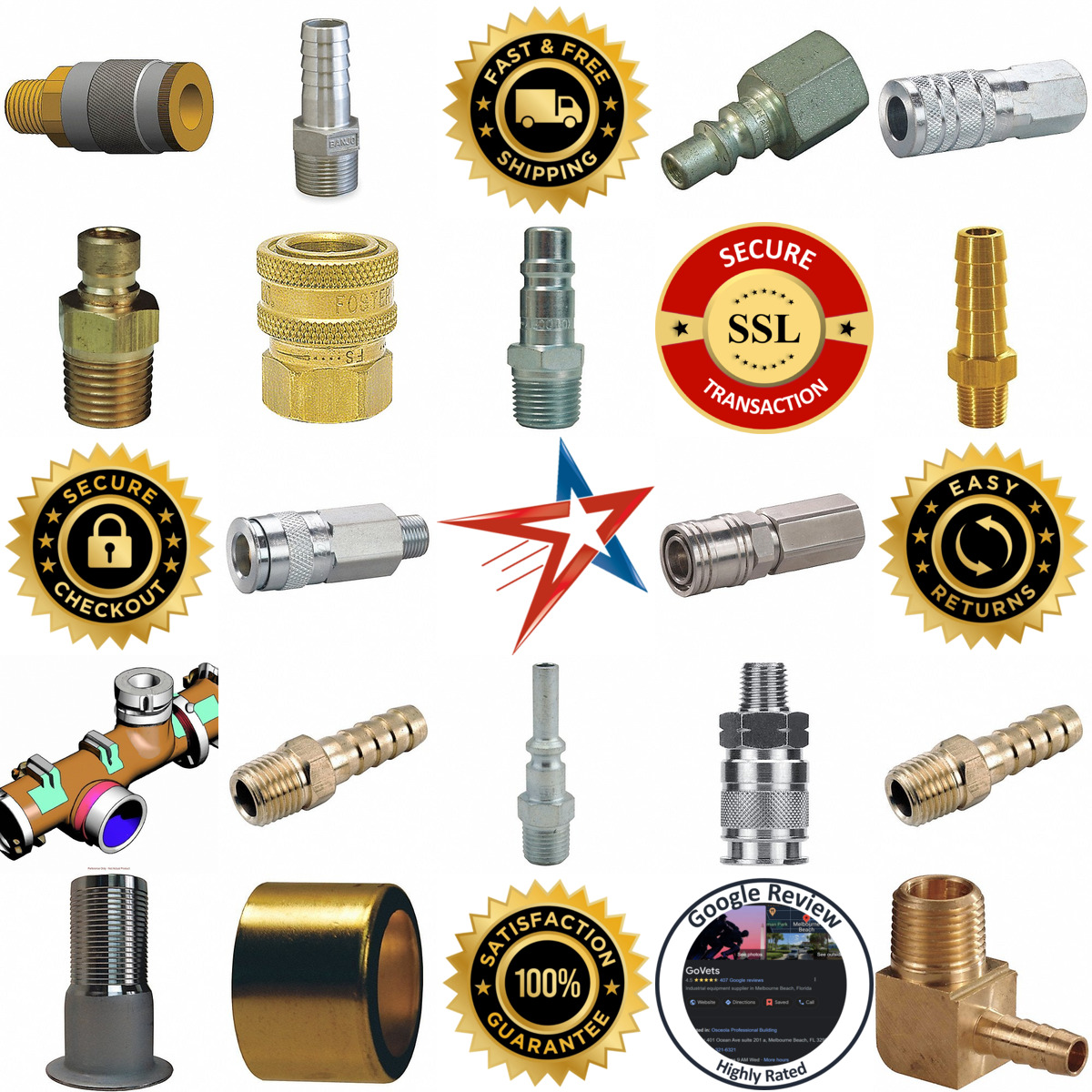 A selection of Pneumatic Hose Fittings and Couplings products on GoVets