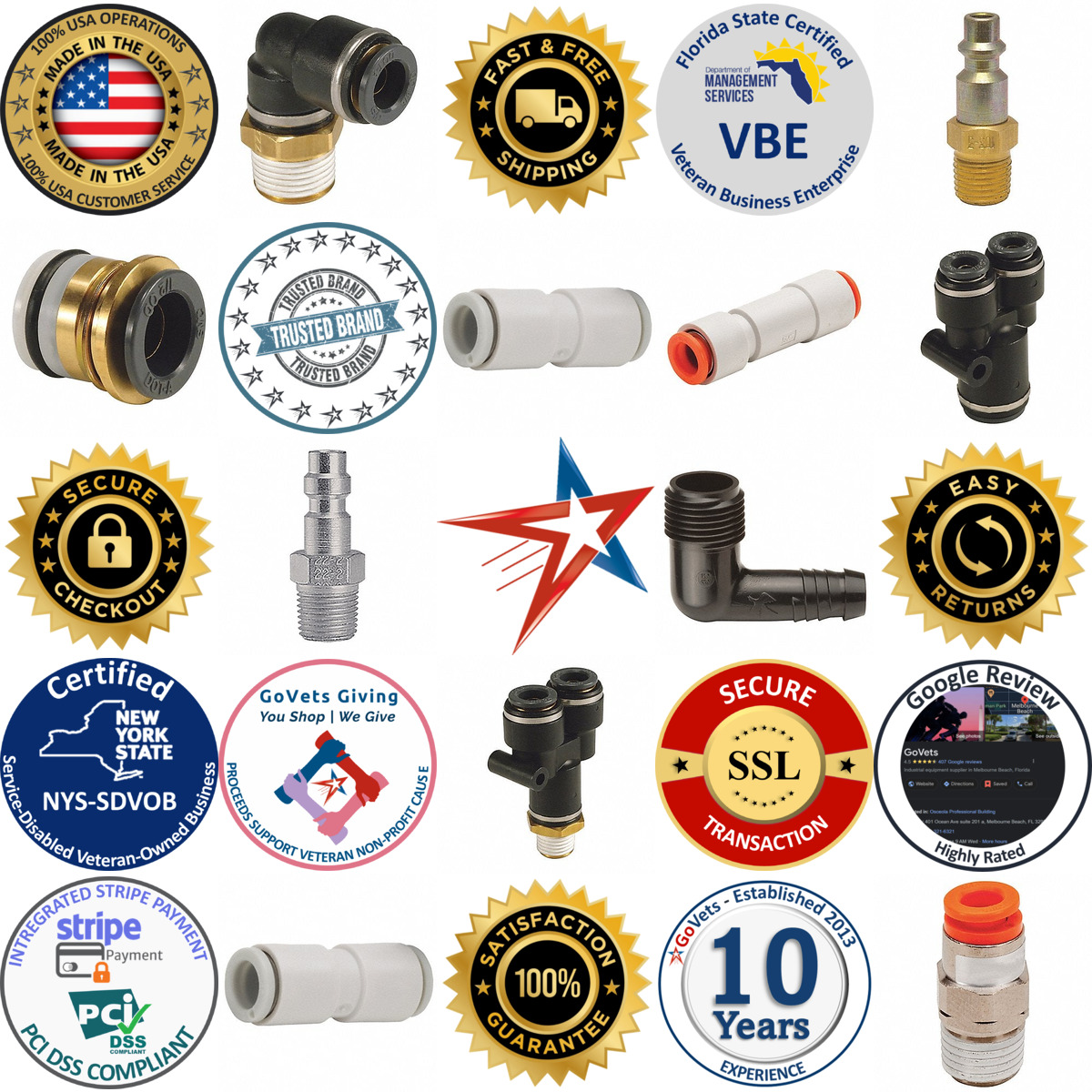 A selection of Pneumatic Push to Connect Tube Fittings products on GoVets