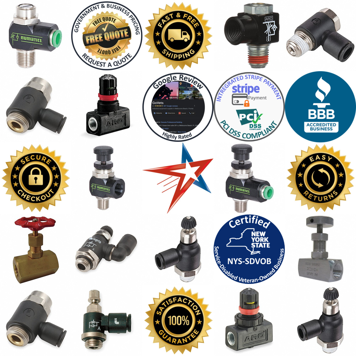 A selection of Pneumatic Flow Control and Needle Valves products on GoVets