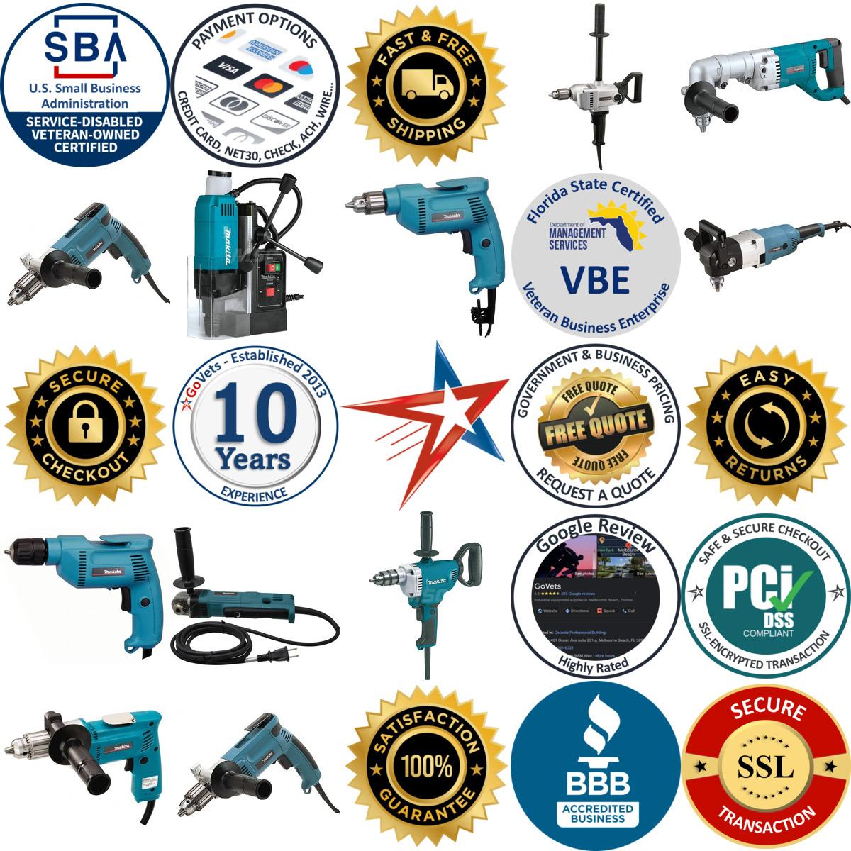 A selection of Makita products on GoVets