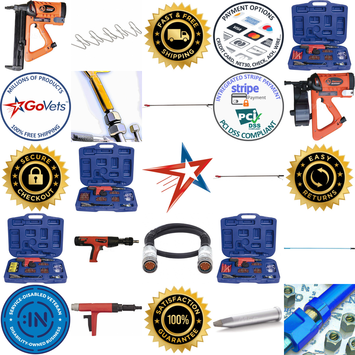 A selection of Powder Actuated Fastening Tools and Accessories products on GoVets