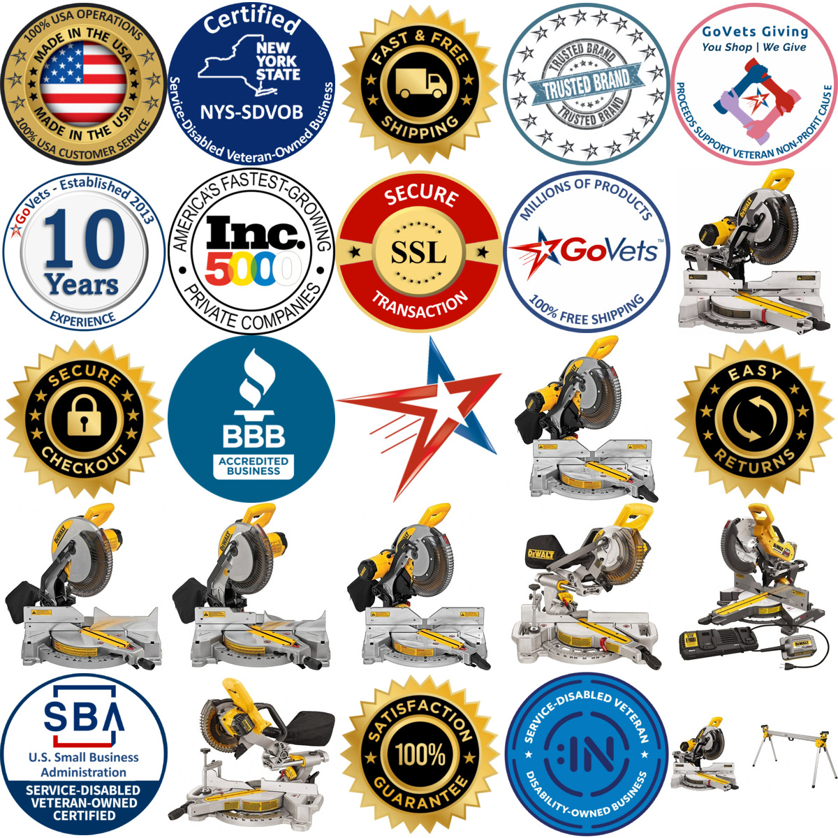 A selection of Dewalt products on GoVets