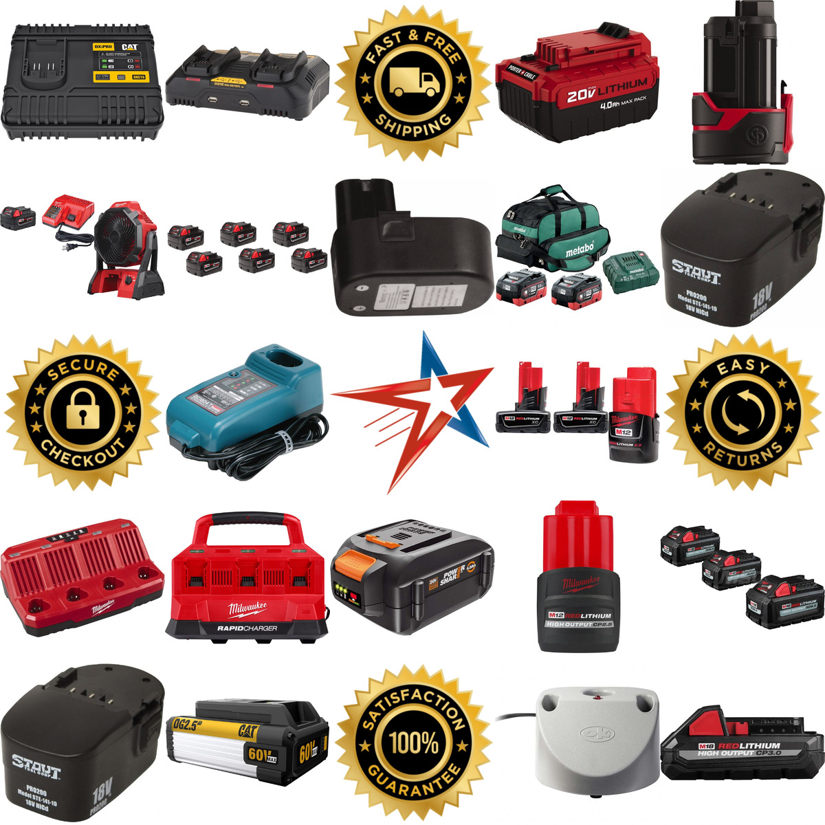 A selection of Power Tool Batteries Chargers and Cords products on GoVets