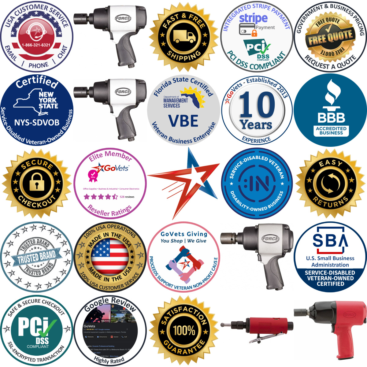 Millions of Products A selection of Sioux Tools products on GoVets