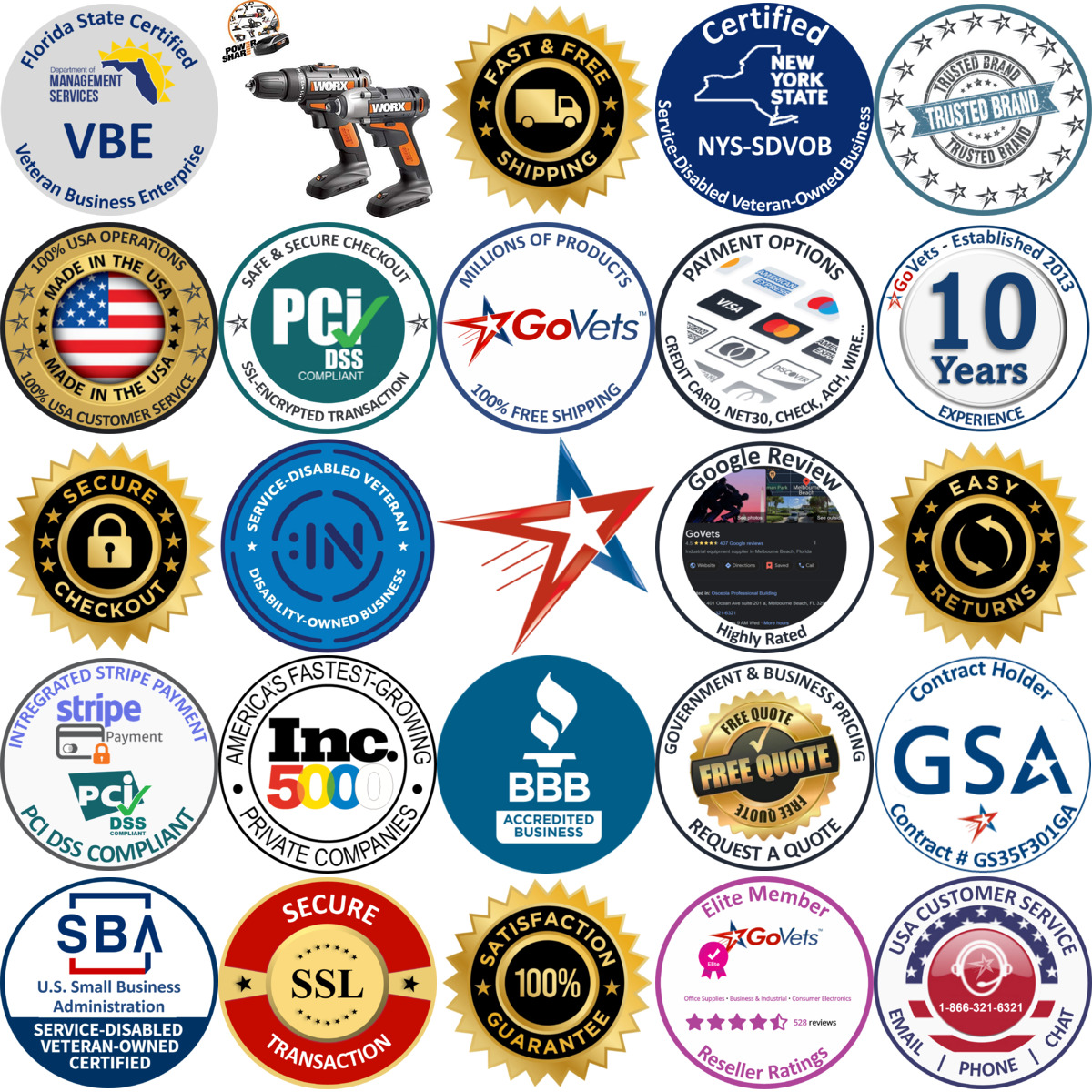 A selection of Worx products on GoVets