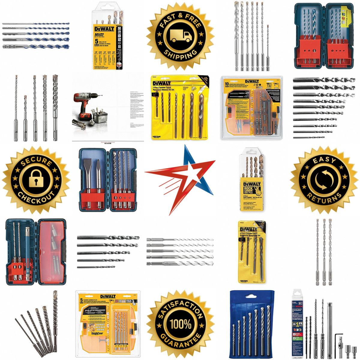 A selection of Rotary Hammer Masonry and Concrete Drill Bit Sets products on GoVets