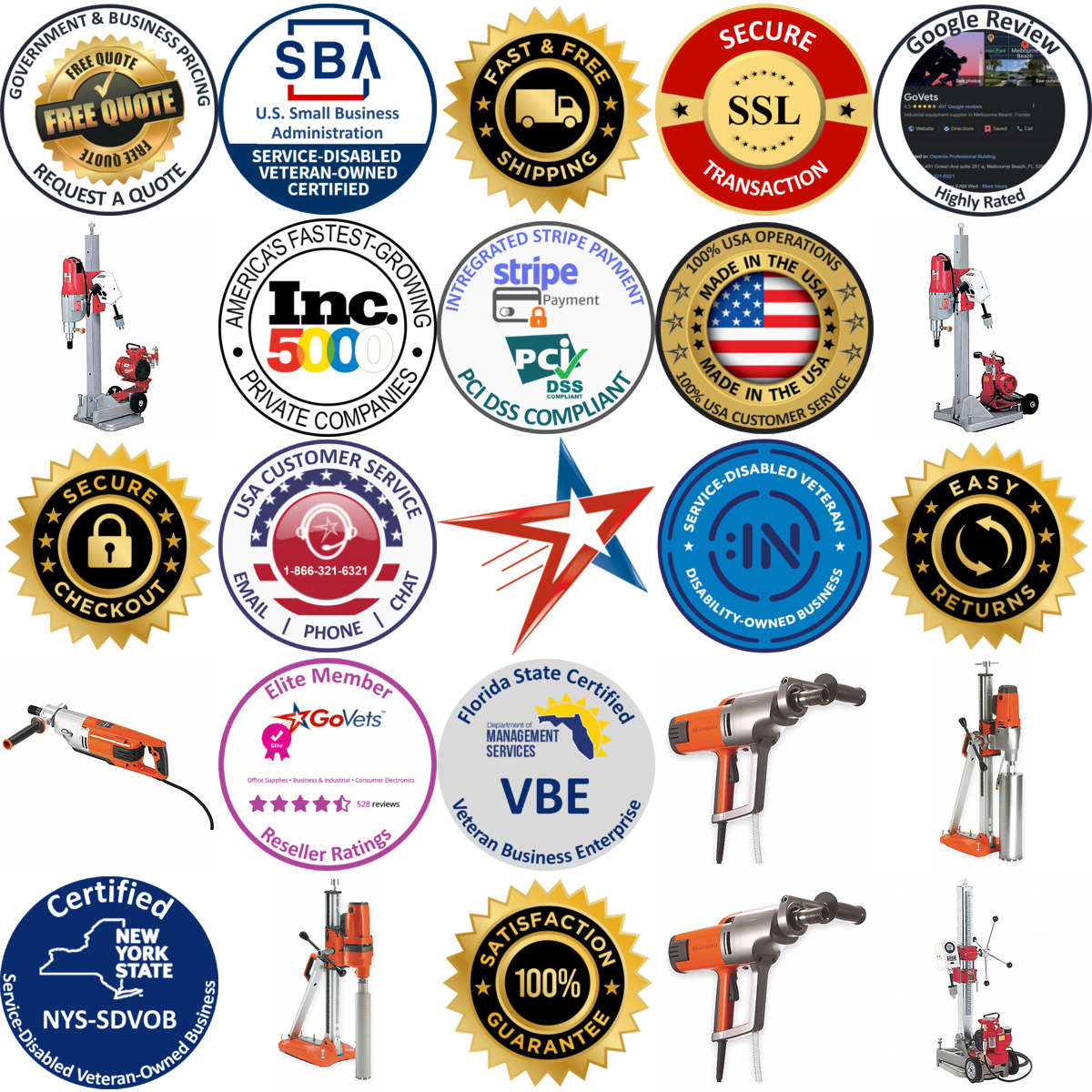 A selection of Coring Rig products on GoVets