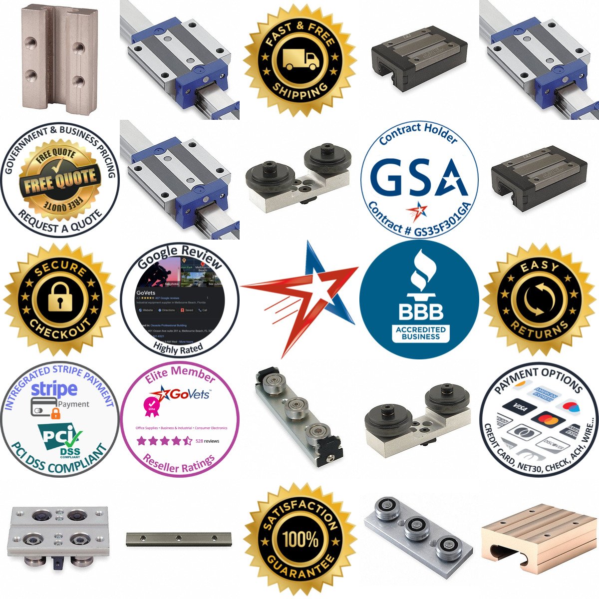 A selection of Linear Guide Carriages and Slides products on GoVets