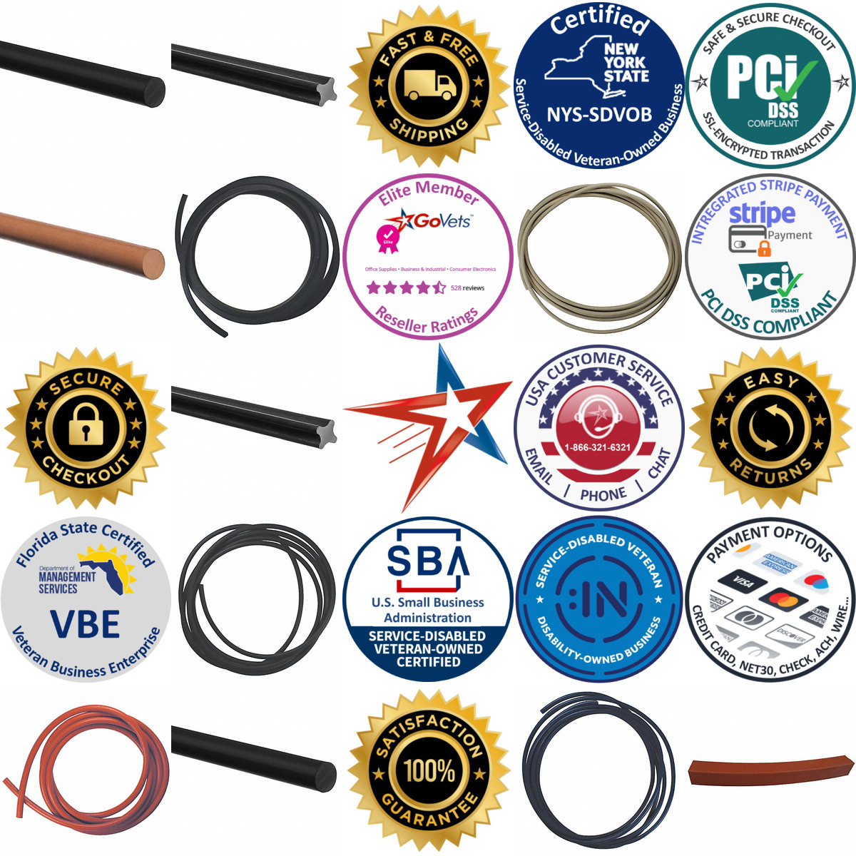 A selection of Rubber Cord products on GoVets