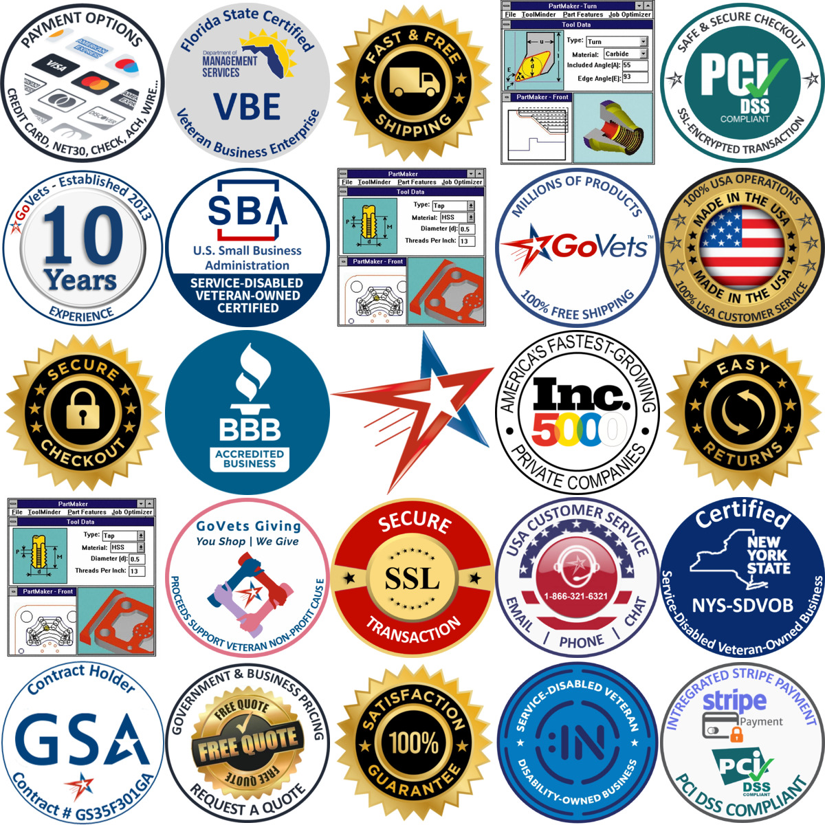 A selection of Partmaker products on GoVets