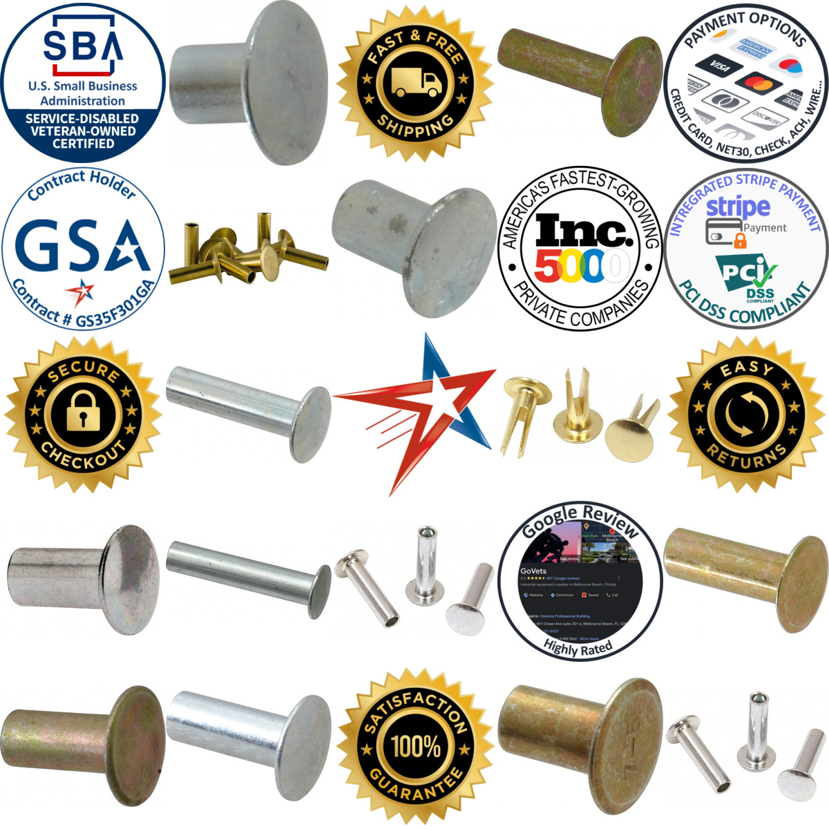 A selection of Semi Tubular and Split Rivets products on GoVets