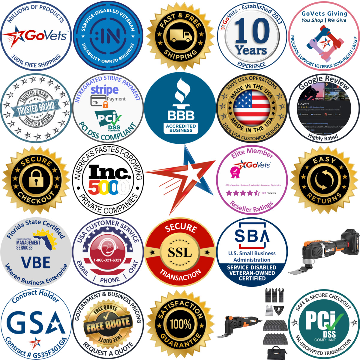 A selection of Worx products on GoVets