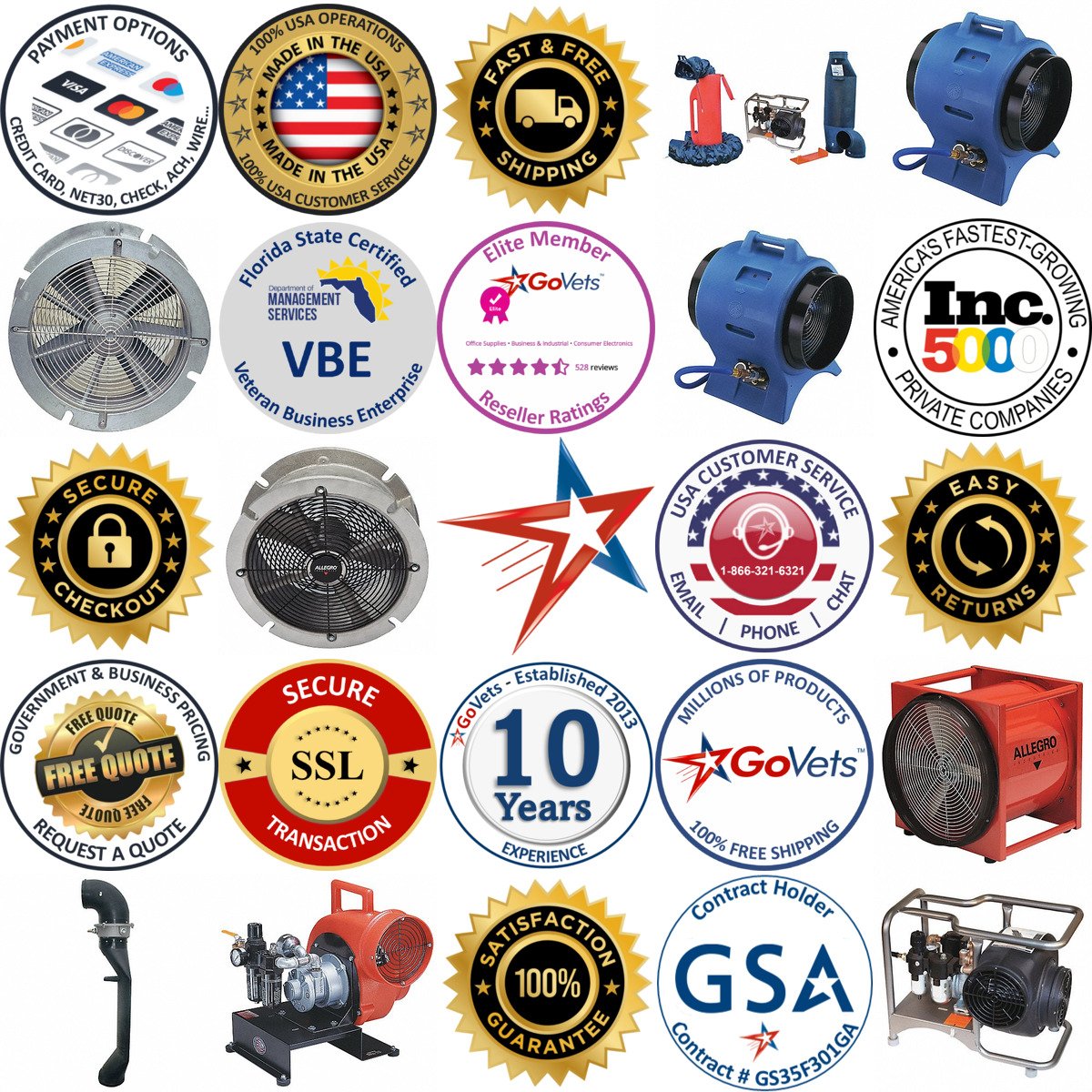 A selection of Air Powered Confined Space Fans and Blowers products on GoVets