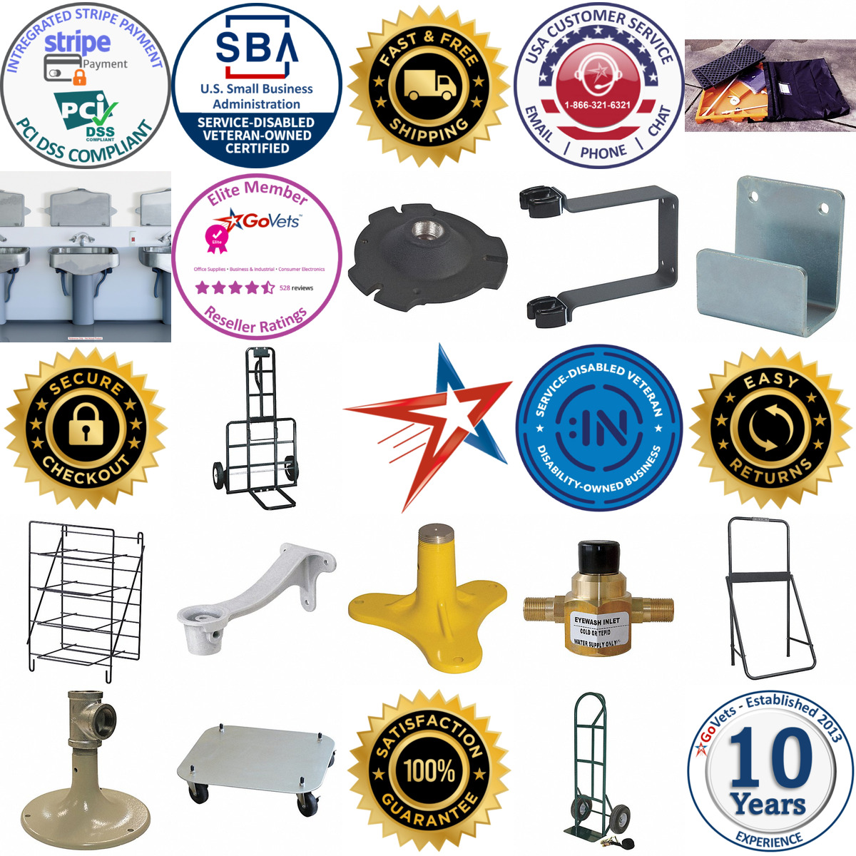 A selection of Eyewash and Shower Carts Racks and Mounting Equip products on GoVets