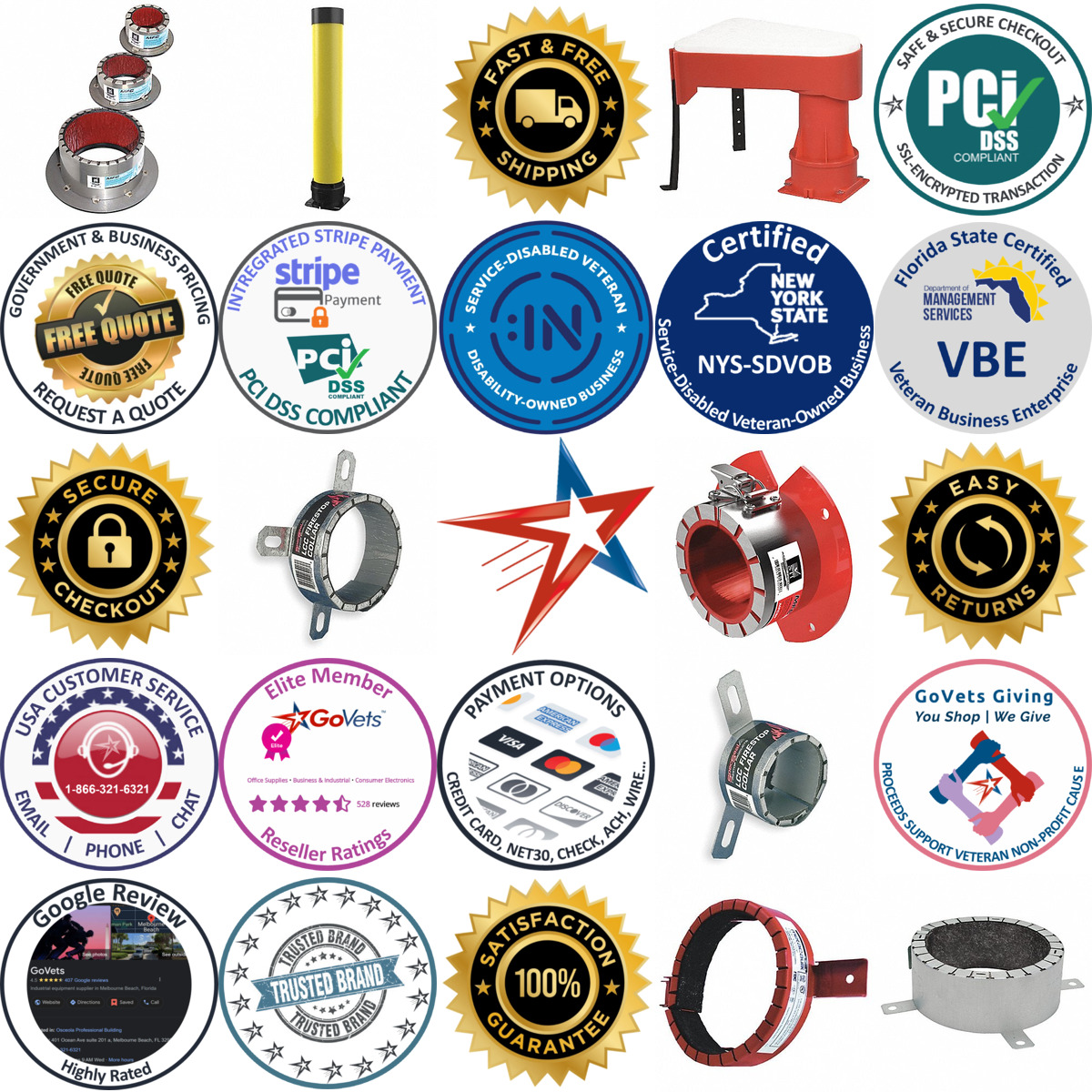 A selection of Firestop Pipe Collars and Cast in Devices products on GoVets