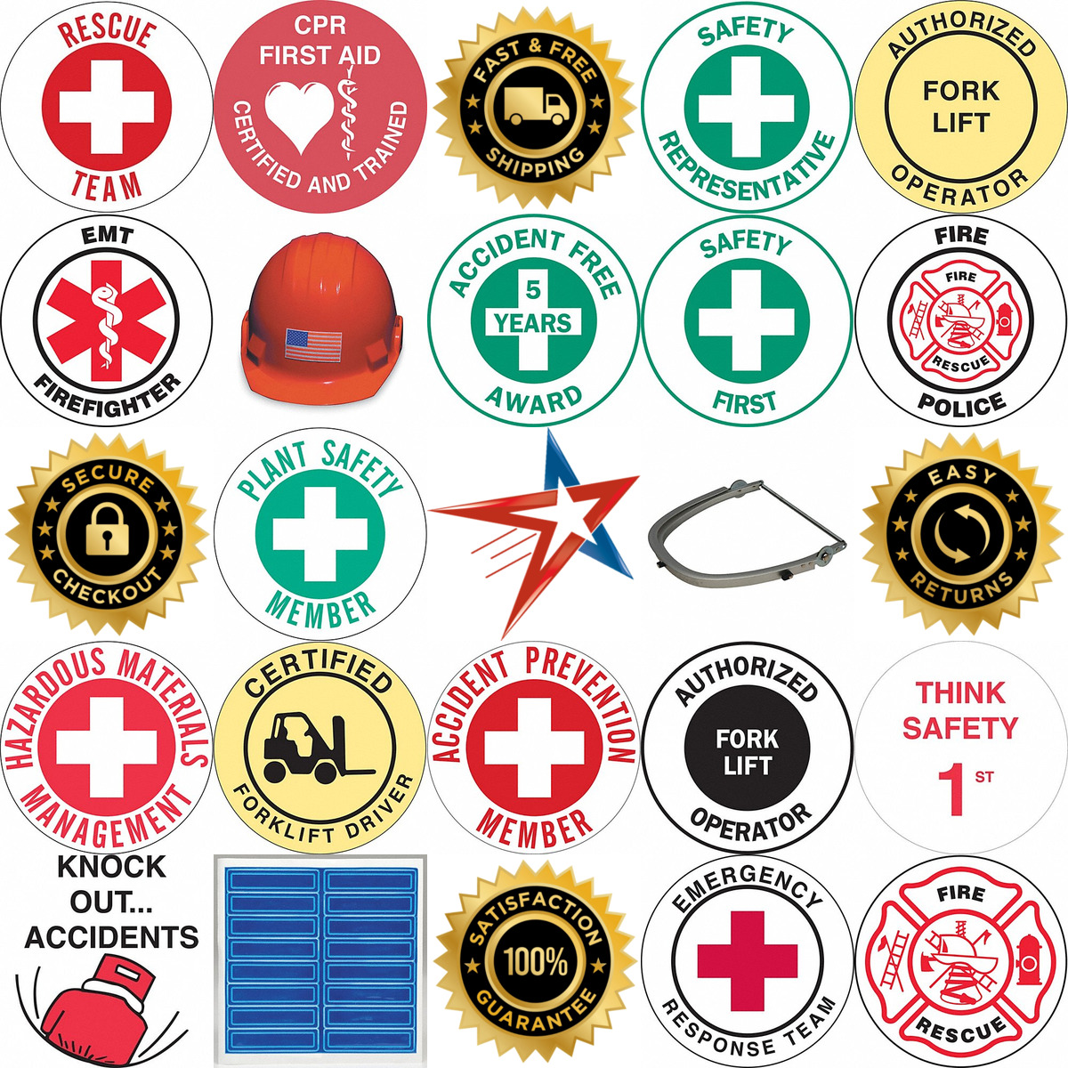 A selection of Hard Hat Labels products on GoVets