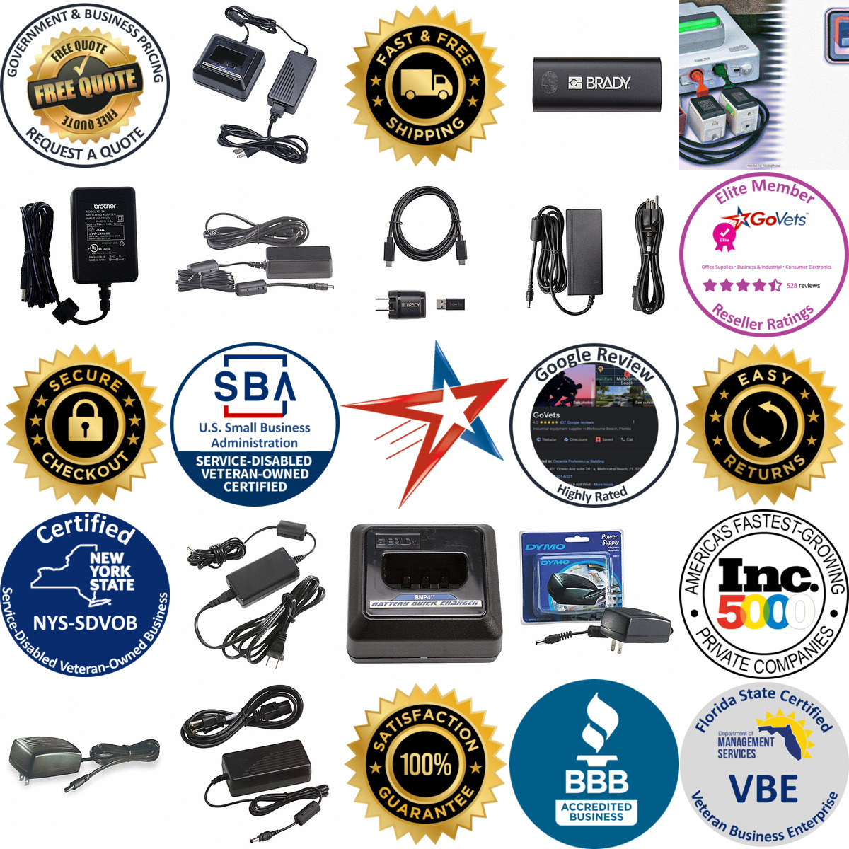 A selection of Label Maker Power Cables and Chargers products on GoVets