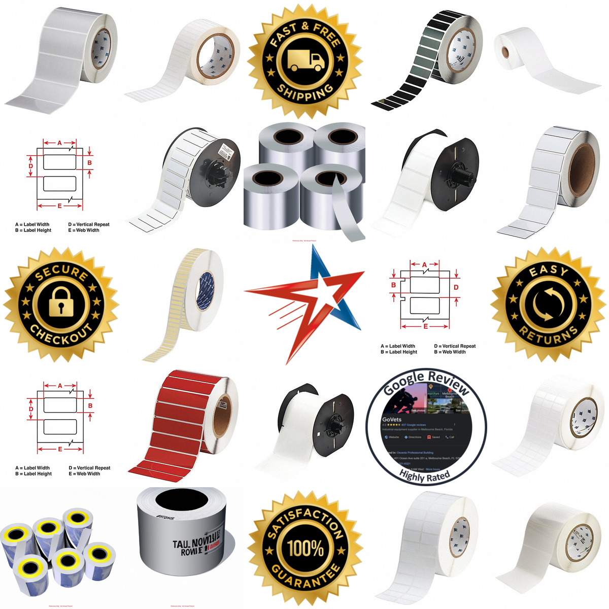 A selection of Pre Cut Label Stock Rolls products on GoVets