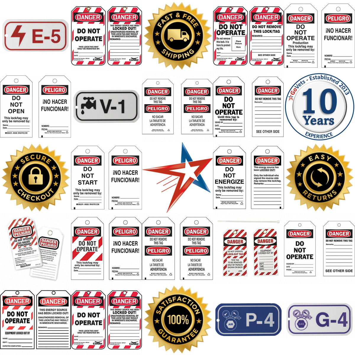 A selection of Lockout Tags Labels and Tag Insert Holders products on GoVets