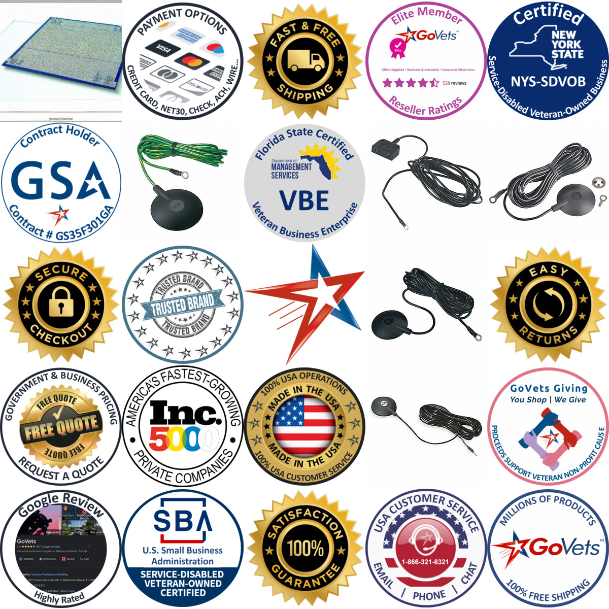 A selection of Grounding Cords products on GoVets