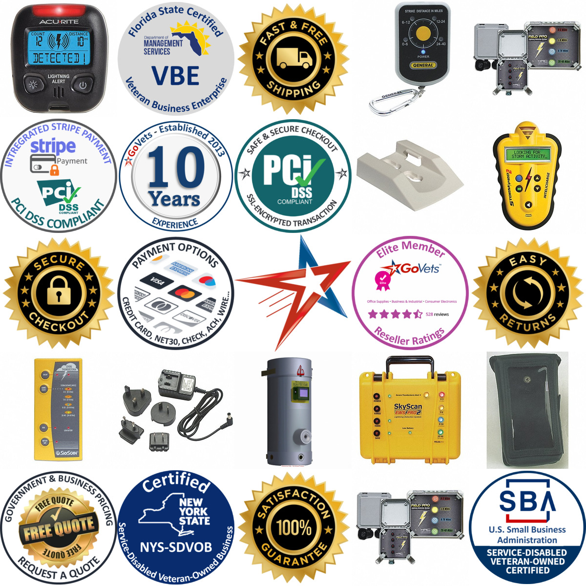 A selection of Lightning Detectors products on GoVets