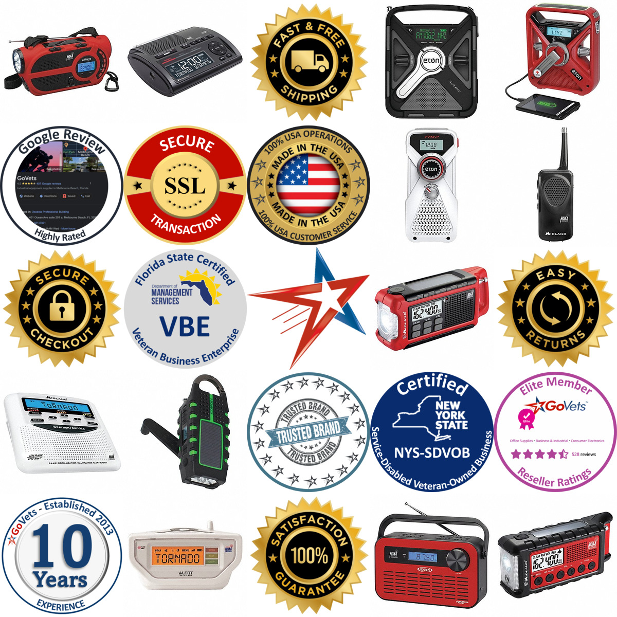 A selection of Weather Radios products on GoVets