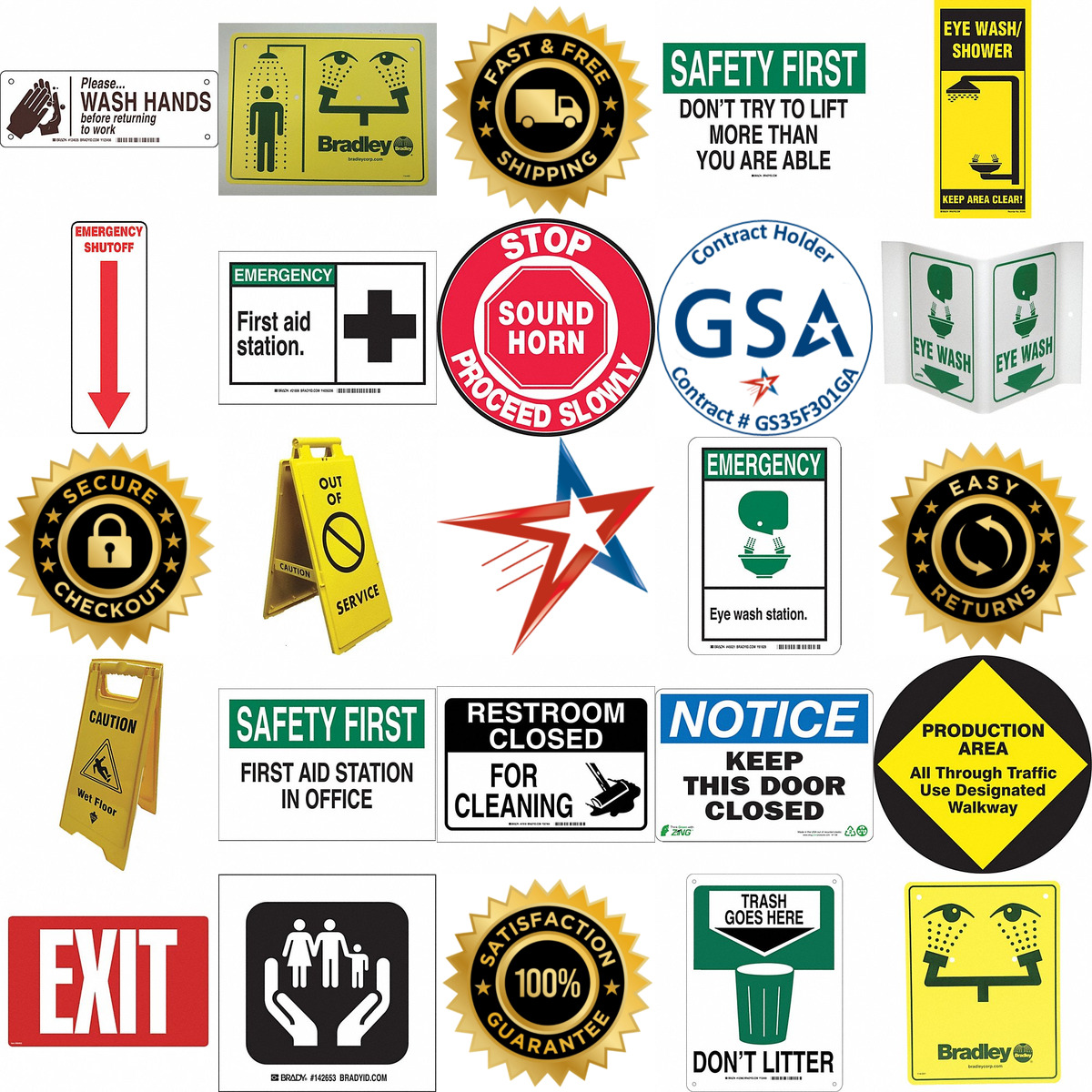 A selection of Office and Facility Signs products on GoVets