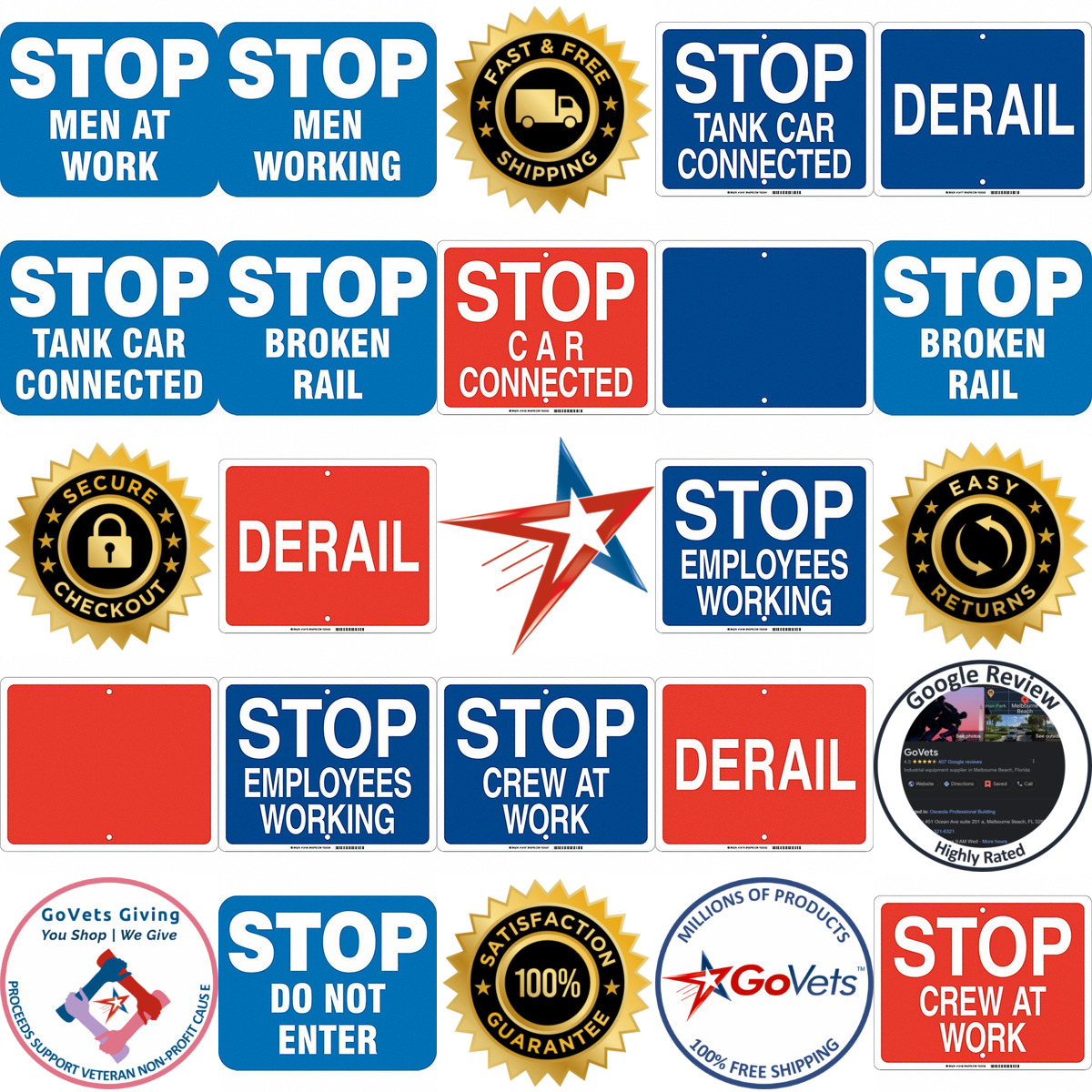 A selection of Railroad Blue Flag Signs products on GoVets