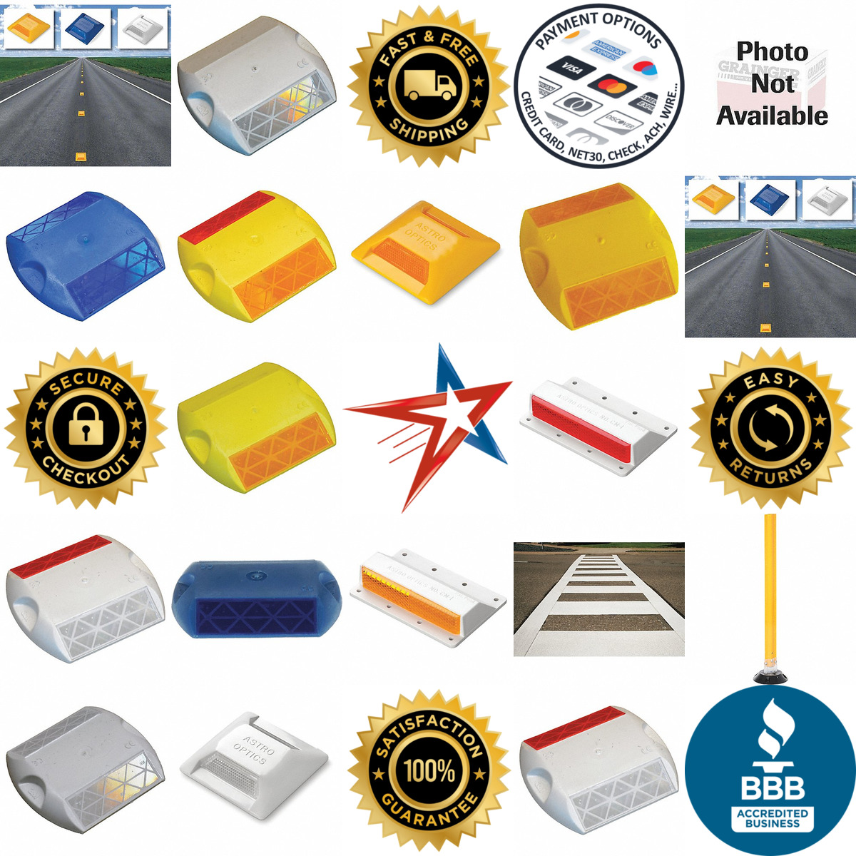 A selection of Raised Pavement Markers and Guardrail Reflectors products on GoVets