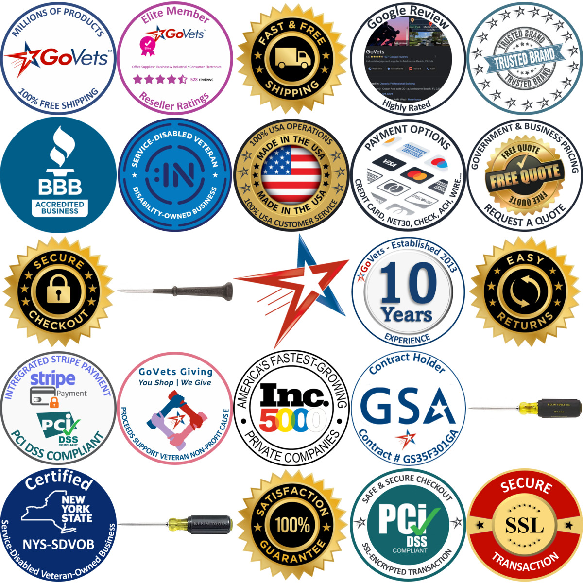 Millions of Products A selection of Klein Tools products on GoVets