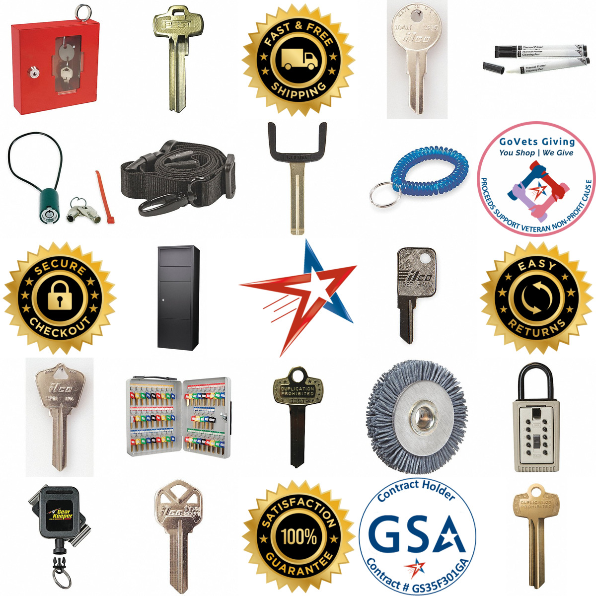 A selection of Key Control Identification products on GoVets