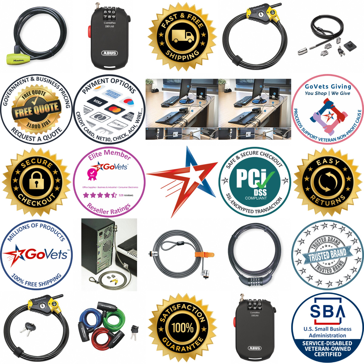 A selection of Cable Locks products on GoVets