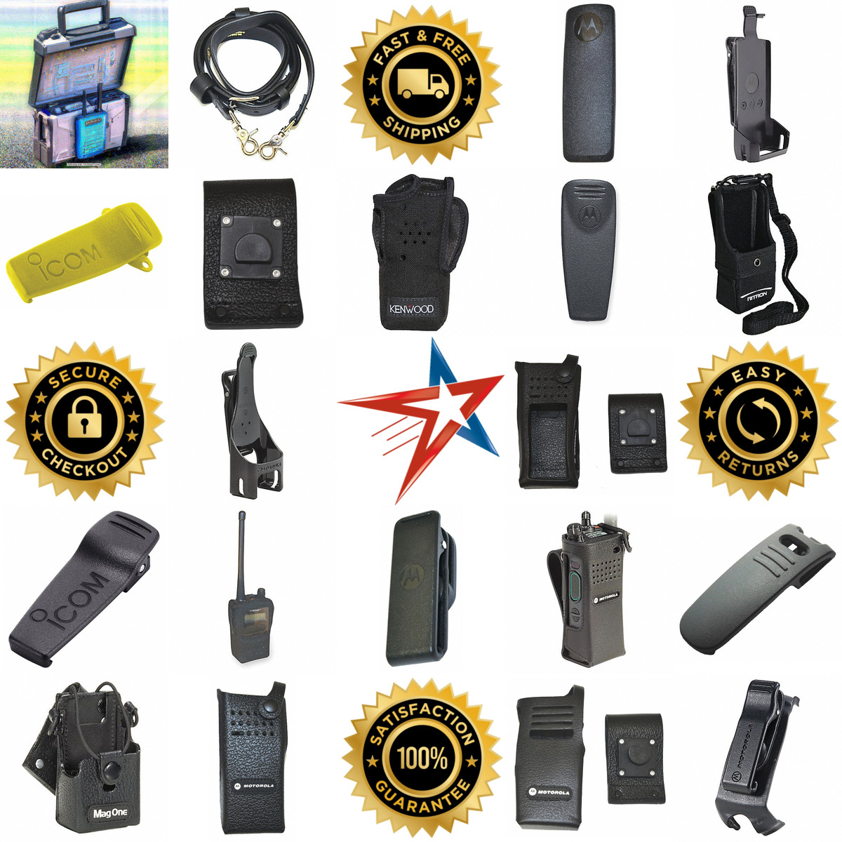 A selection of Two Way Radio Carrying Cases and Belt Clips products on GoVets
