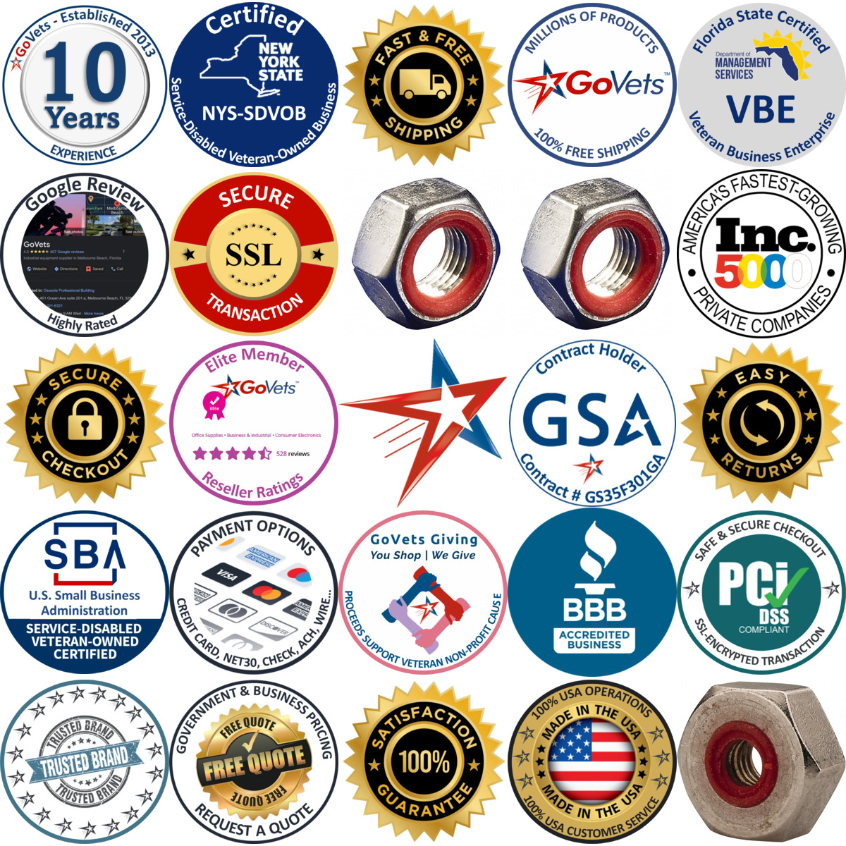 A selection of Self Sealing Hex Nuts products on GoVets