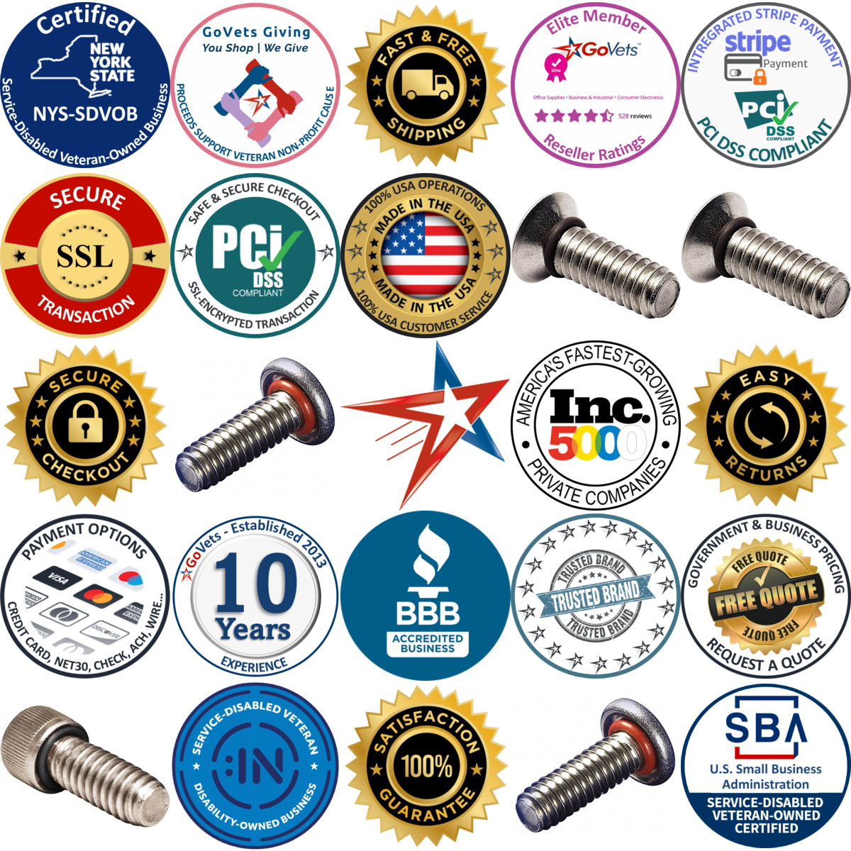 A selection of Self Sealing Machine Screws products on GoVets