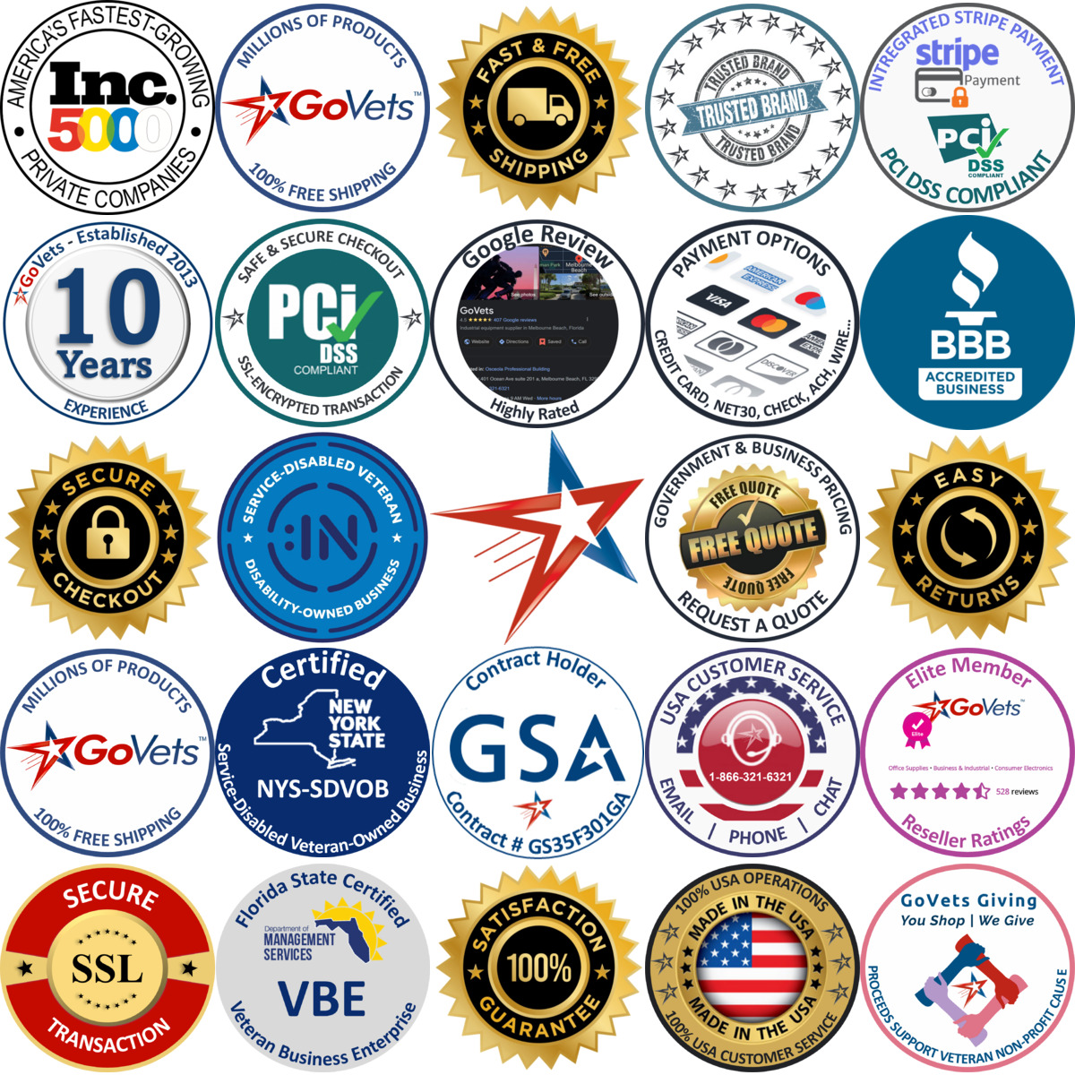 A selection of Made in USA products on GoVets