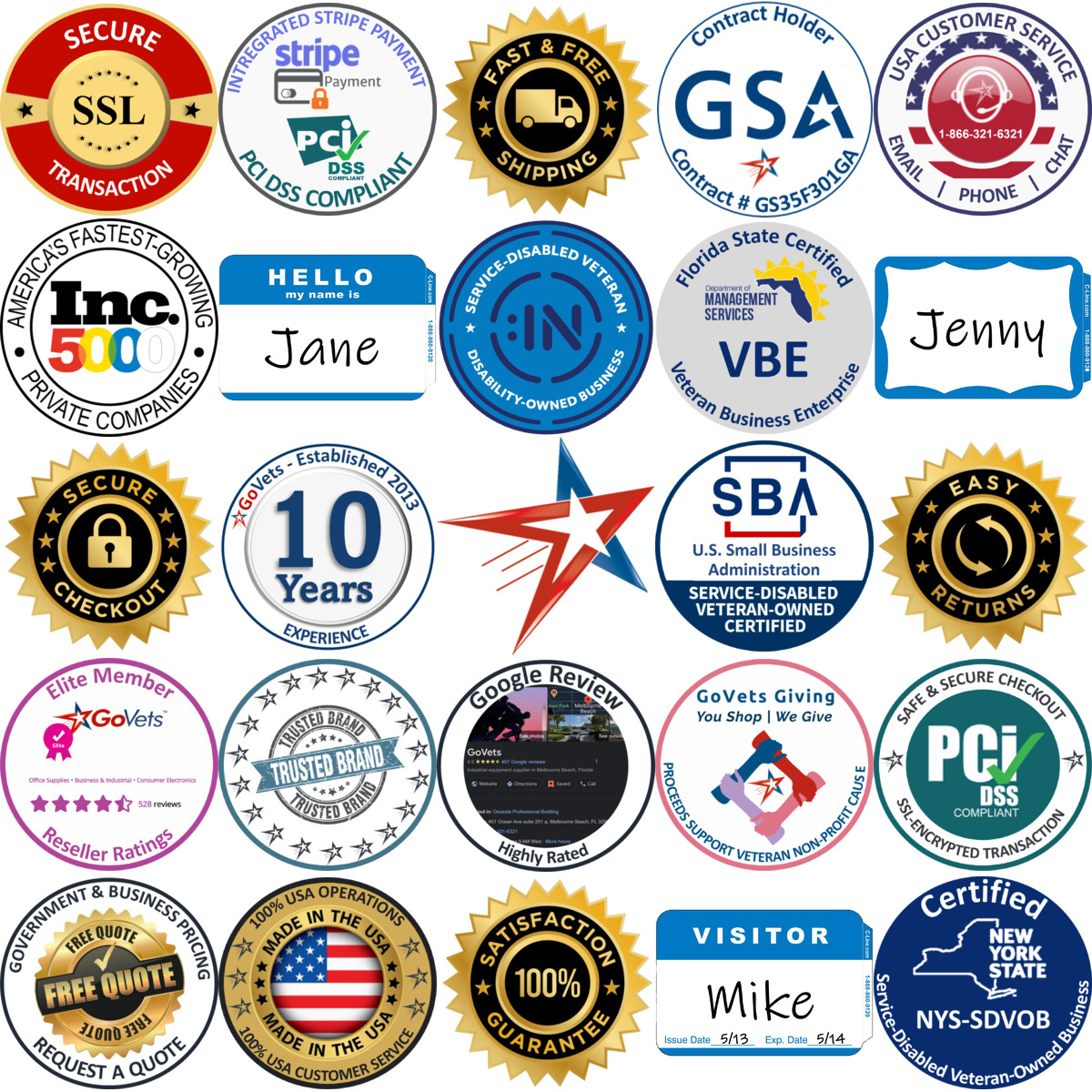 A selection of id Badges products on GoVets