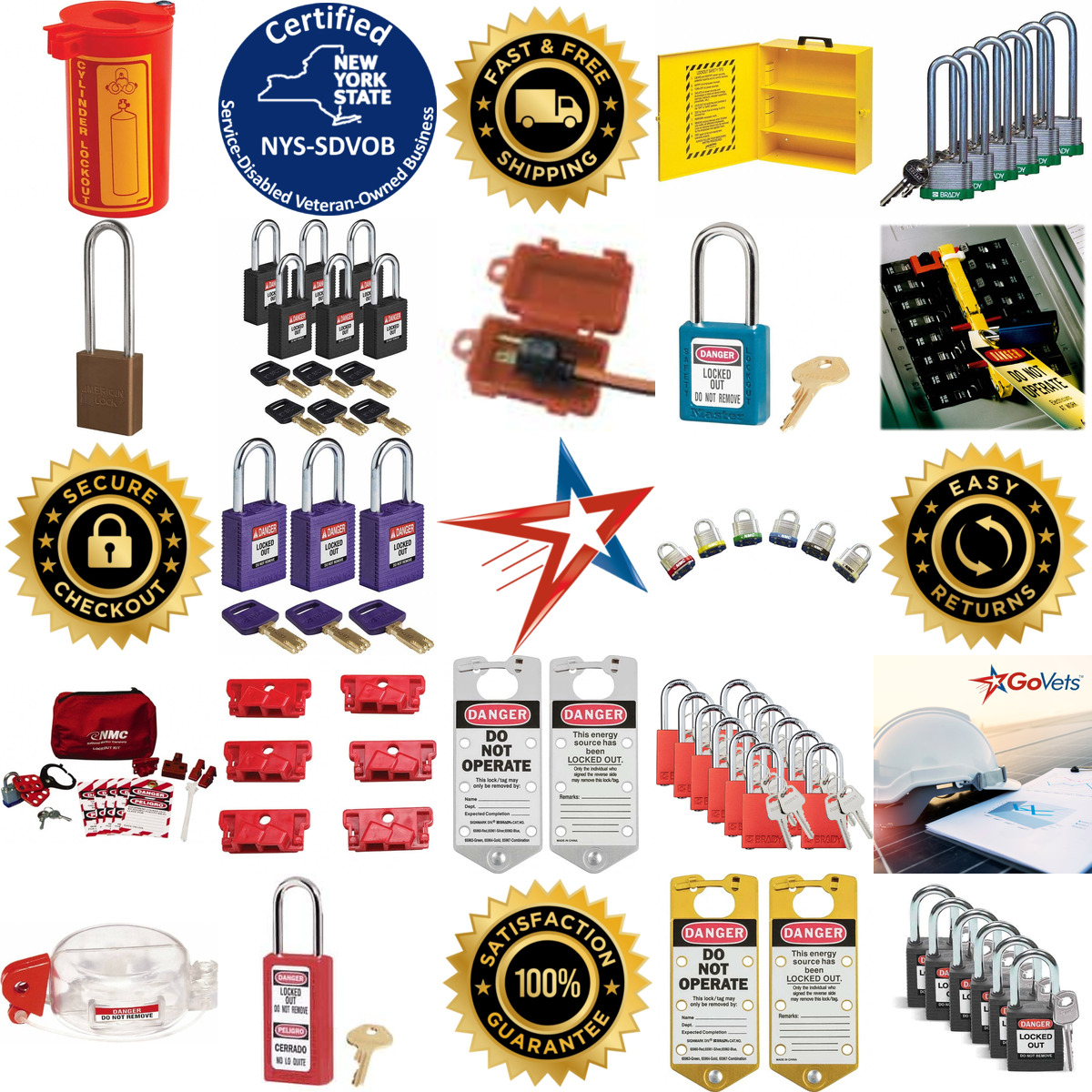 A selection of Lockout Tagout Kits and Devices products on GoVets