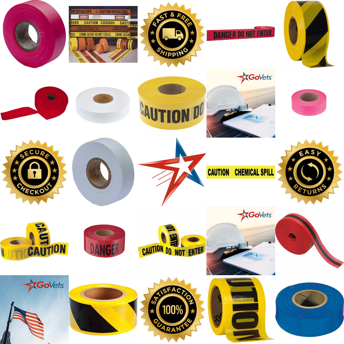 A selection of Barricade and Flagging Tape products on GoVets