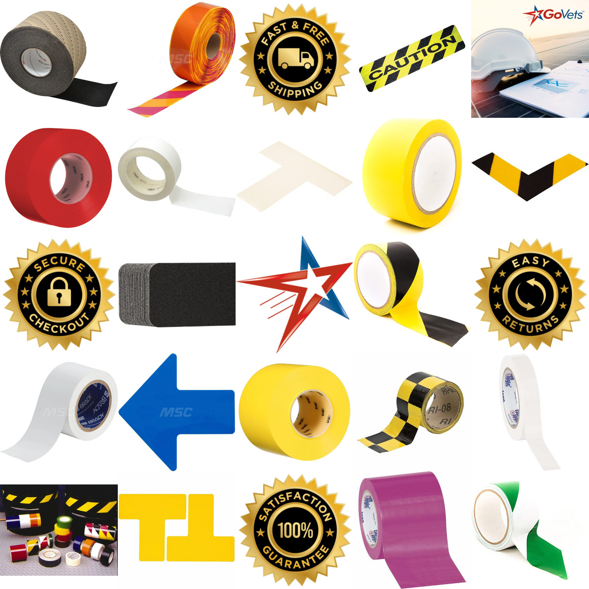 A selection of Floor and Egress Marking Tape and Strips products on GoVets