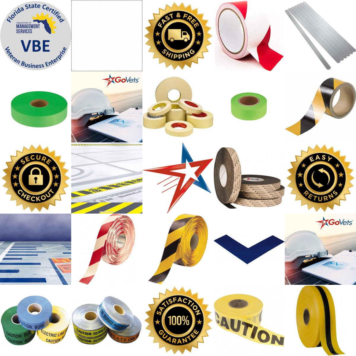 A selection of Safety Tape products on GoVets