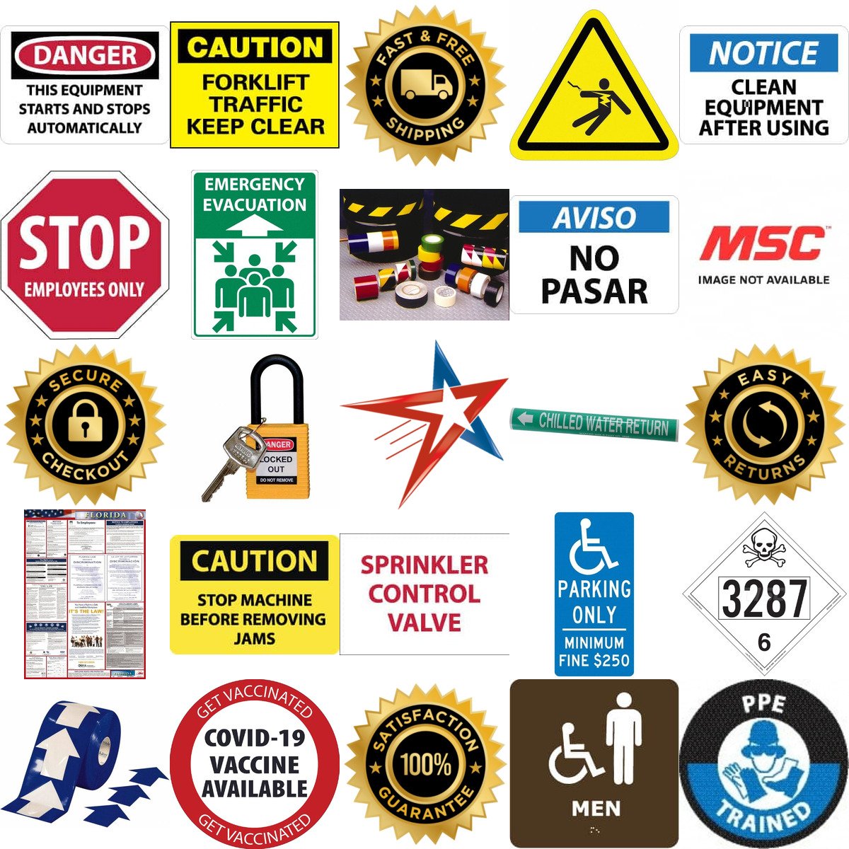 A selection of Signs Identification and Lockout Tagout products on GoVets