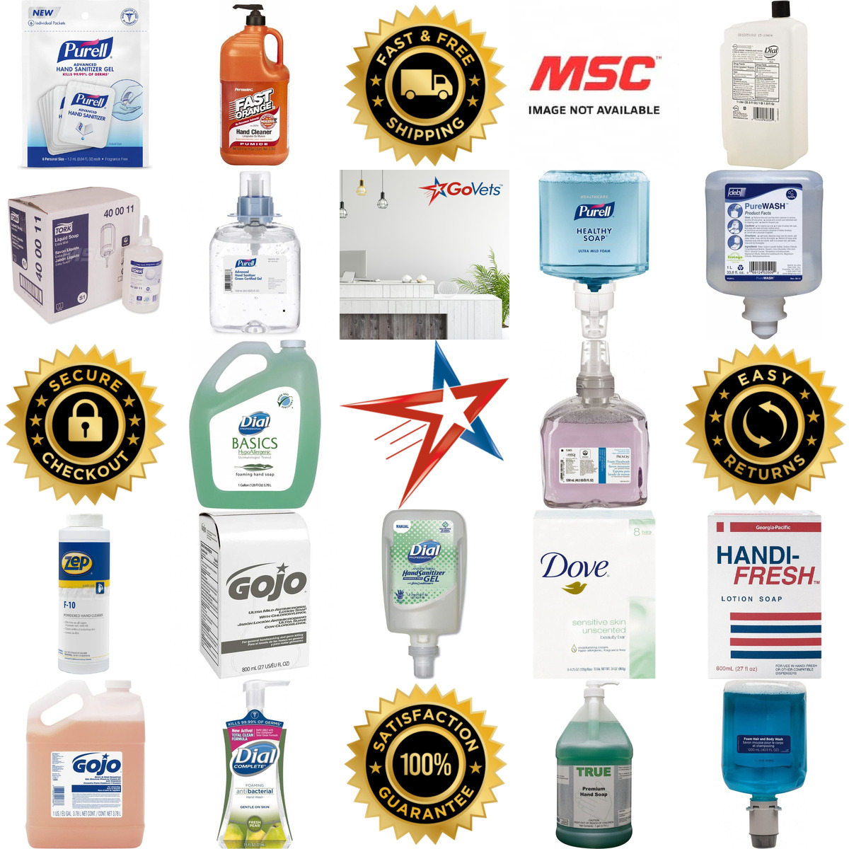 A selection of Hand and Body Soaps and Sanitizers products on GoVets