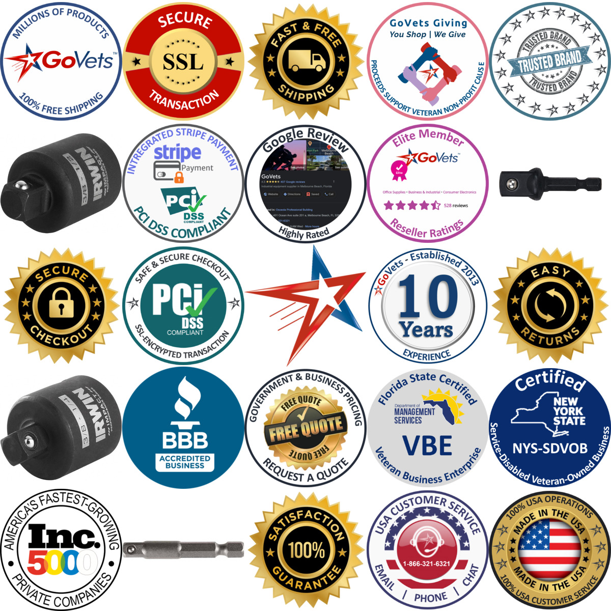 Millions of Products A selection of Irwin products on GoVets