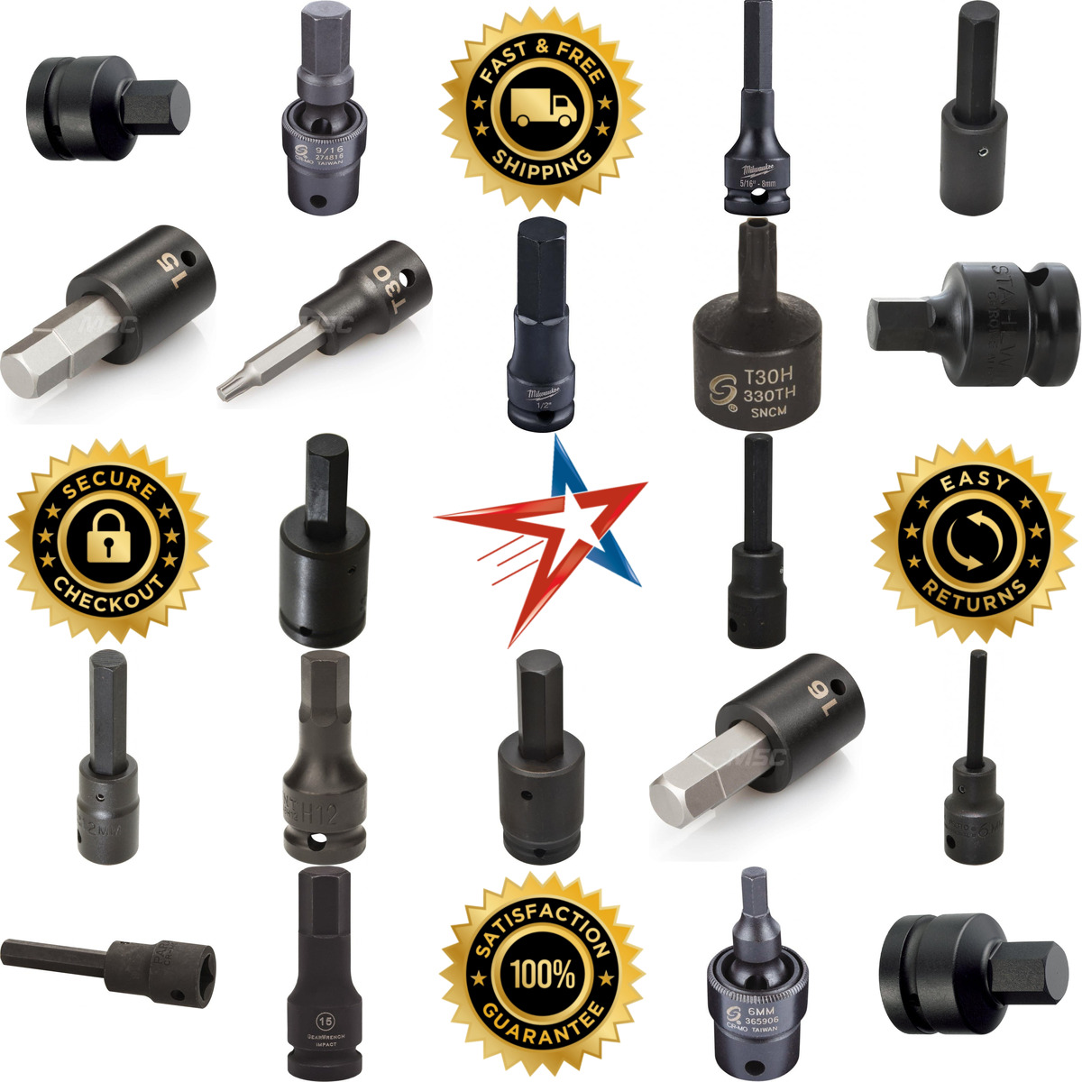 A selection of Impact Hex and Torx Bit Sockets products on GoVets