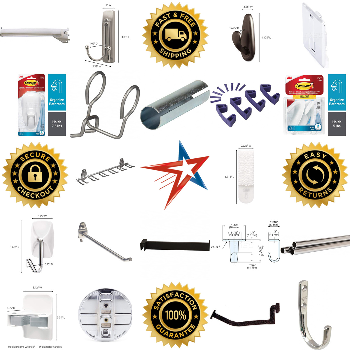 A selection of Storage Hooks and Closet Rods products on GoVets