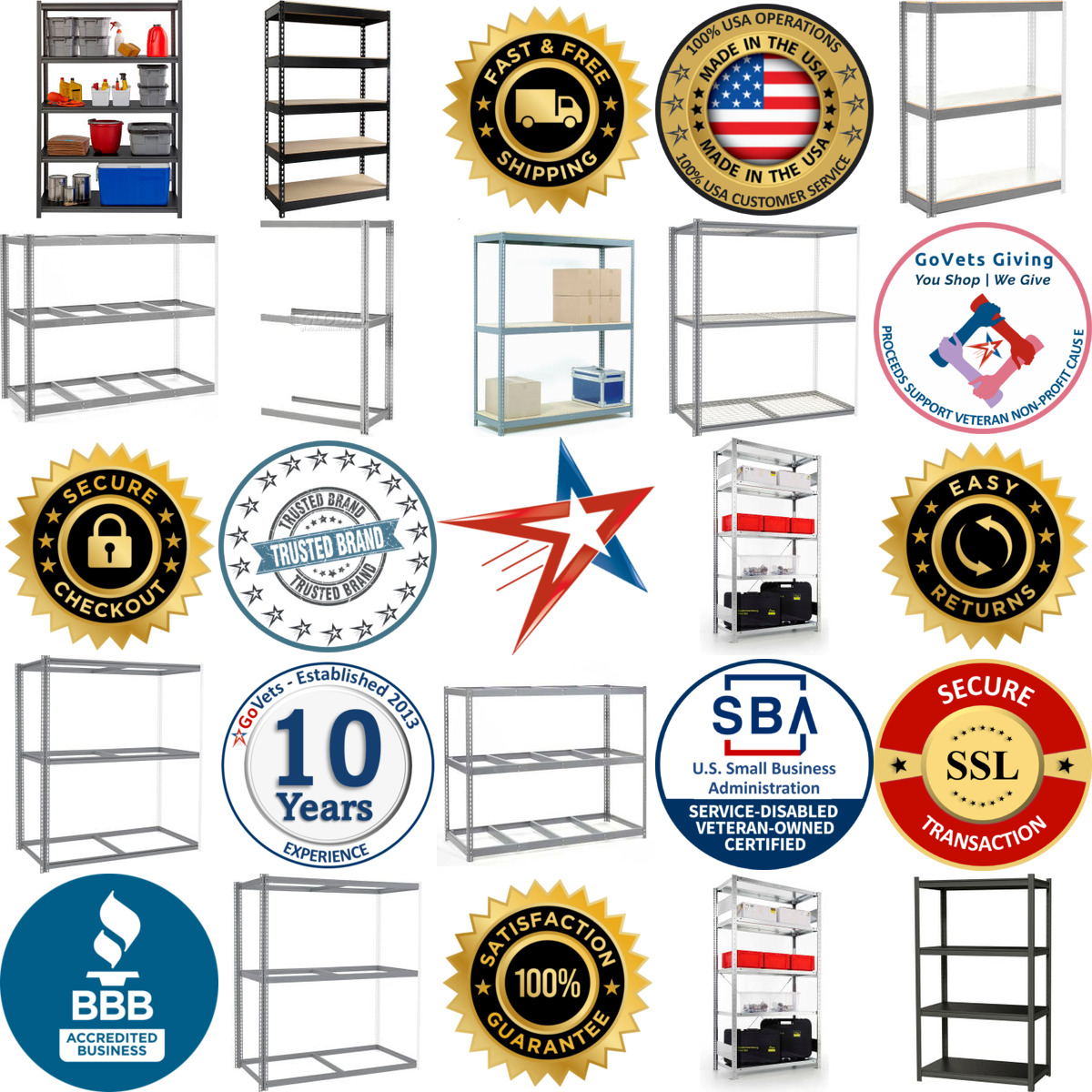 Millions of Products A selection of Heavy Duty Boltless Shelving products on GoVets